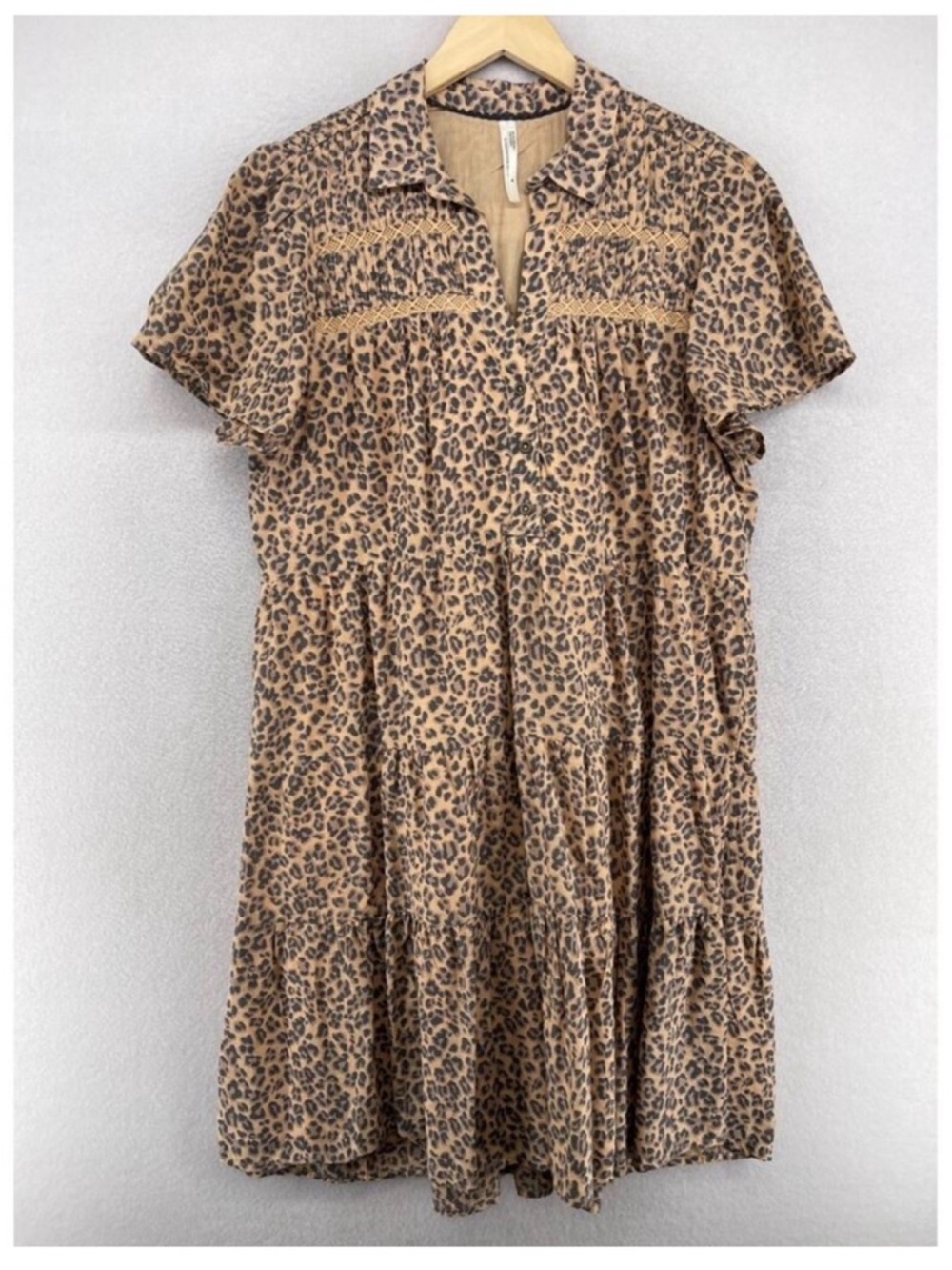 Anthrolopgie Leopard Print Tiered Dress